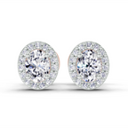 0.59 Carat Oval Halo Stud Earrings 14K - Rose Gold