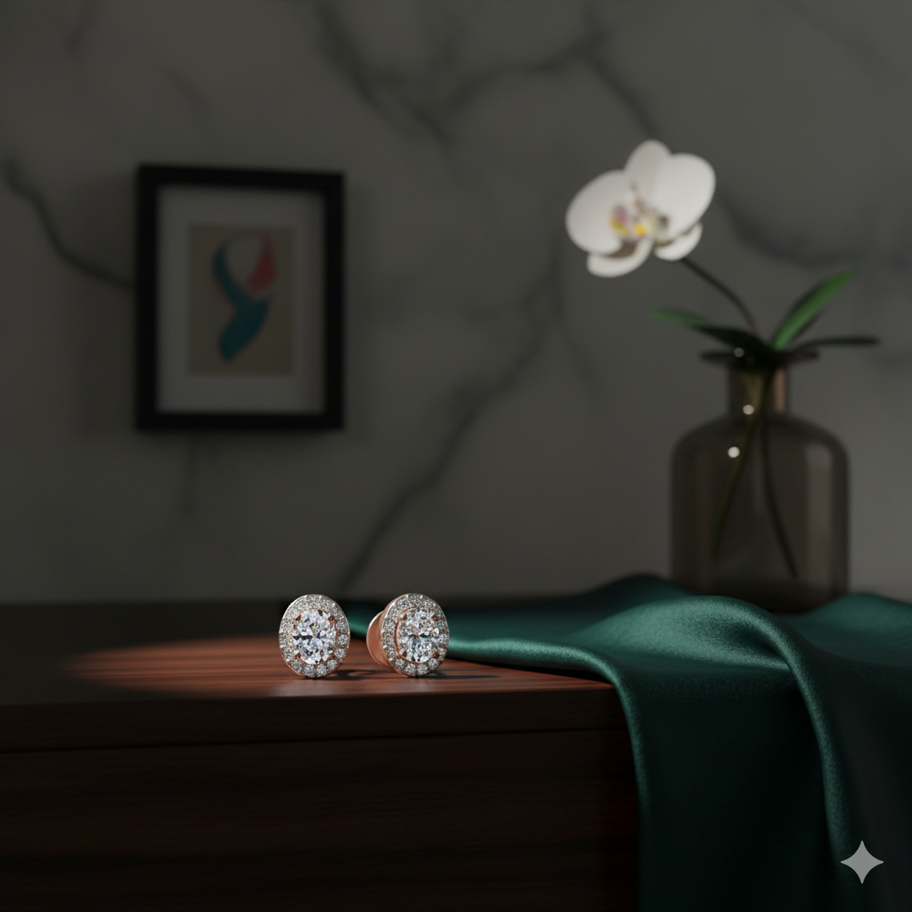 Round Halo Stud Earrings