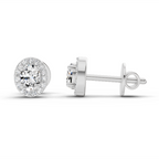 0.59 Carat Oval Halo Stud Earrings 14K - White Gold