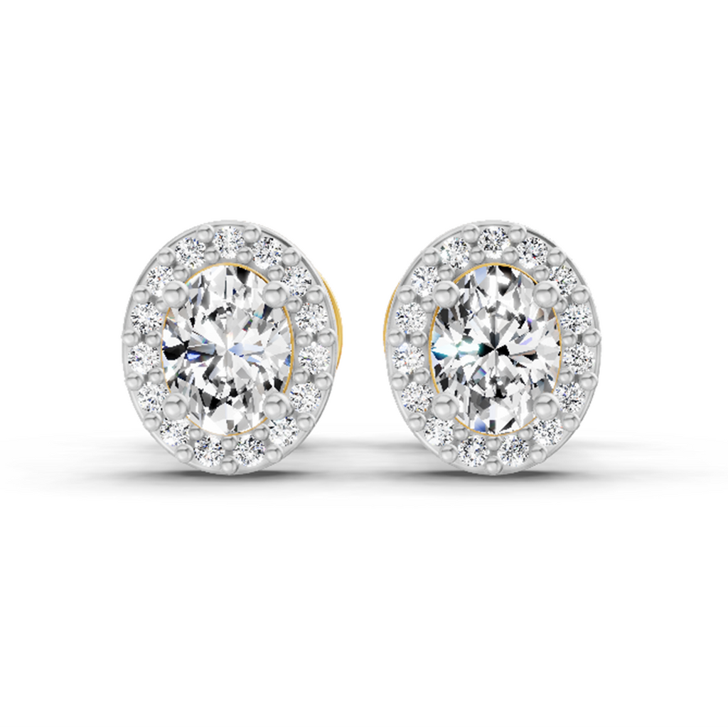 0.59 Carat Oval Halo Stud Earrings 14K