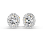 0.59 Carat Oval Halo Stud Earrings 14K
