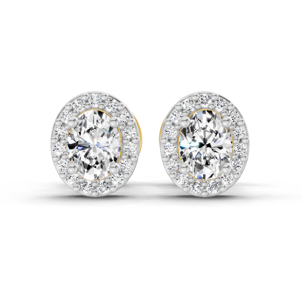 0.59 Carat Oval Halo Stud Earrings 14K