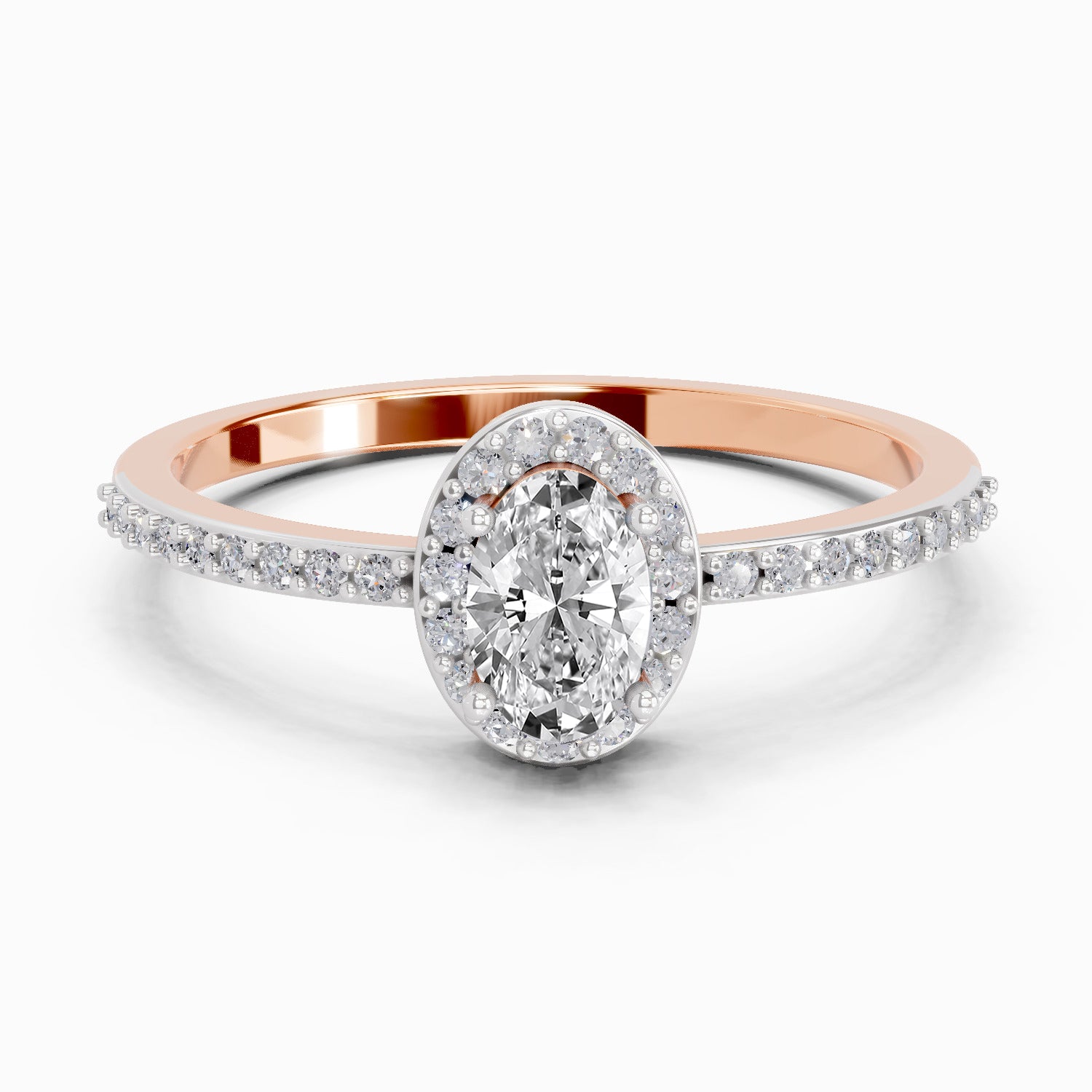 0.54 Carat Oval Shape Halo Diamond Ring