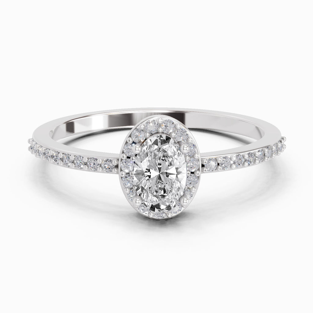 0.54 Carat Oval Shape Halo Diamond Ring