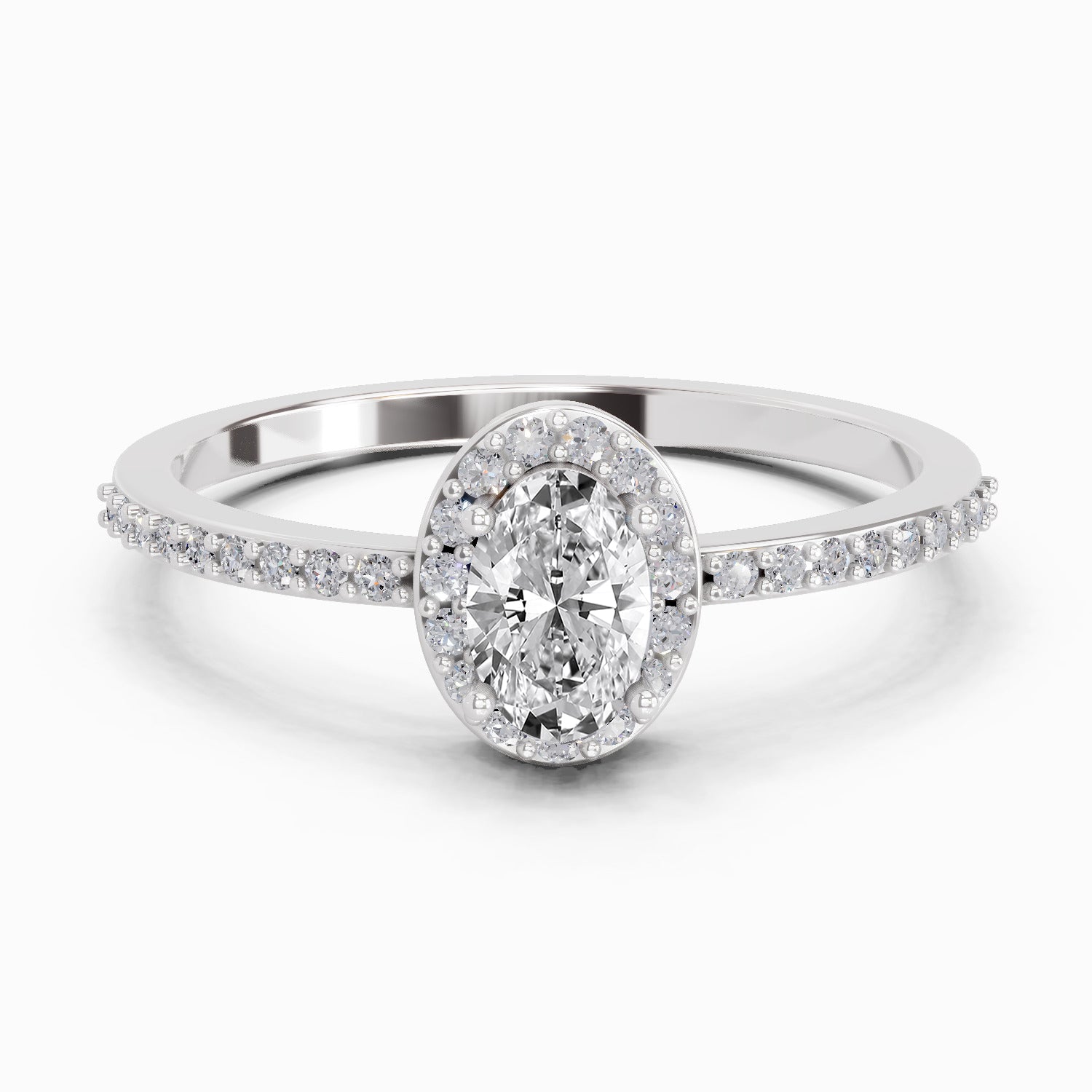 0.54 Carat Oval Shape Halo Diamond Ring