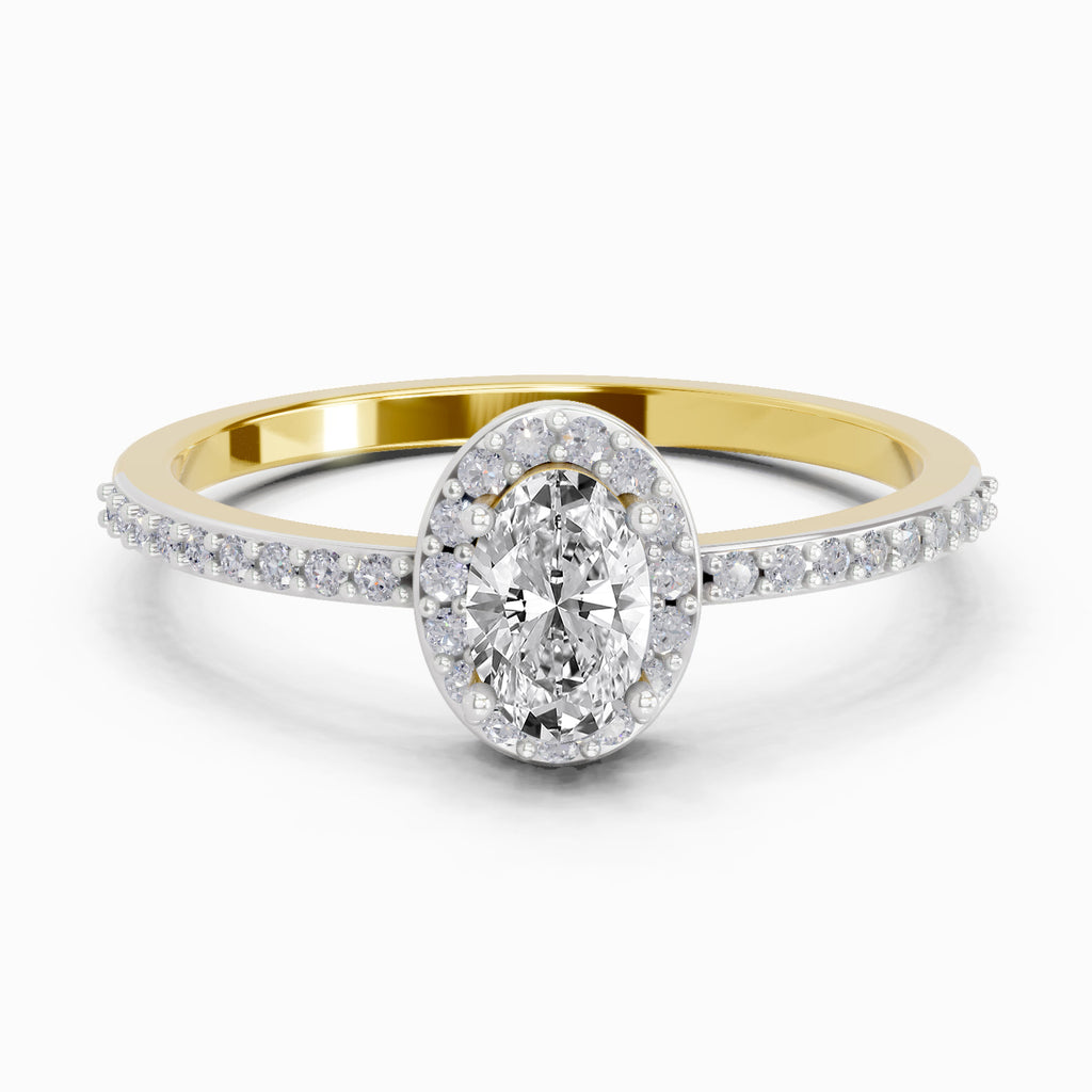 0.54 Carat Oval Shape Halo Diamond Ring