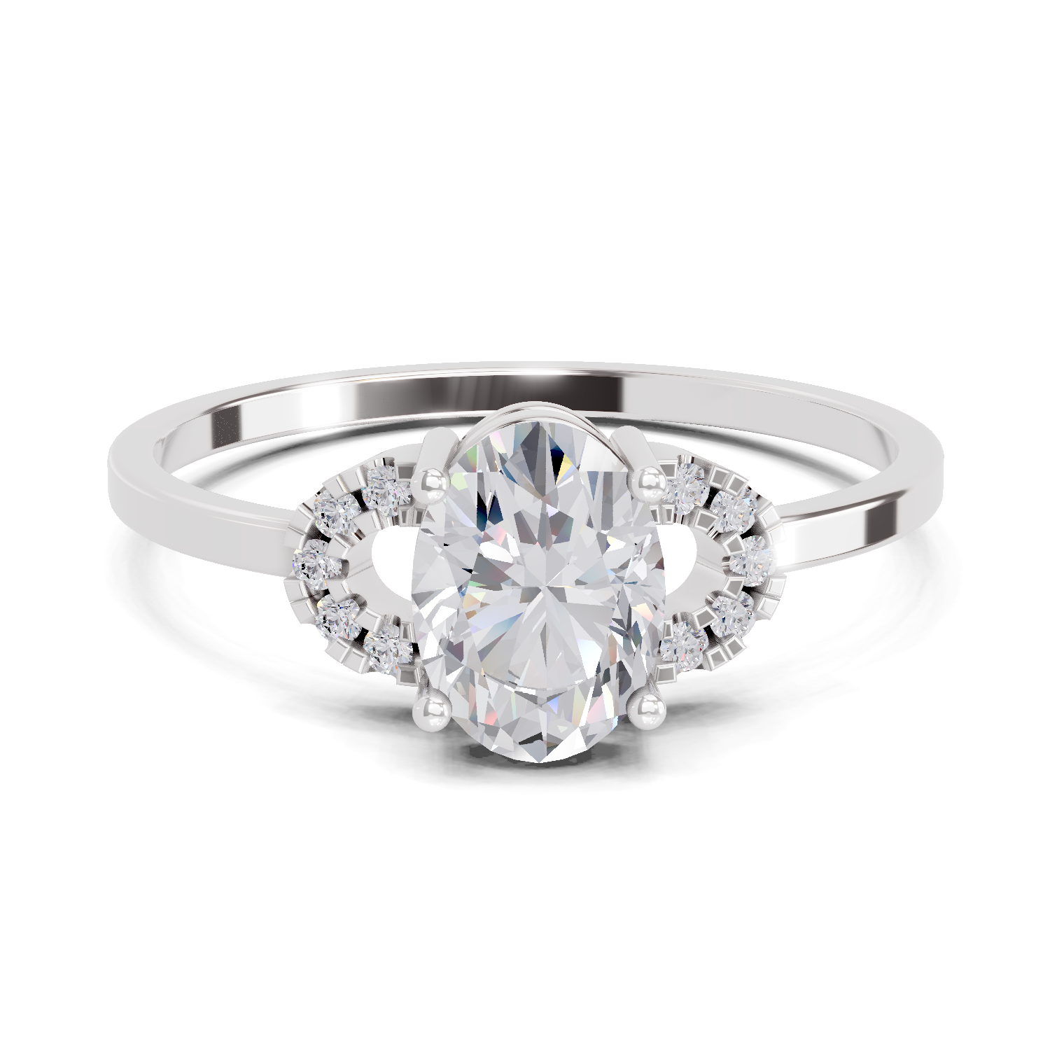 1.11 Carat Lunar Halo Promise Engagement Ring