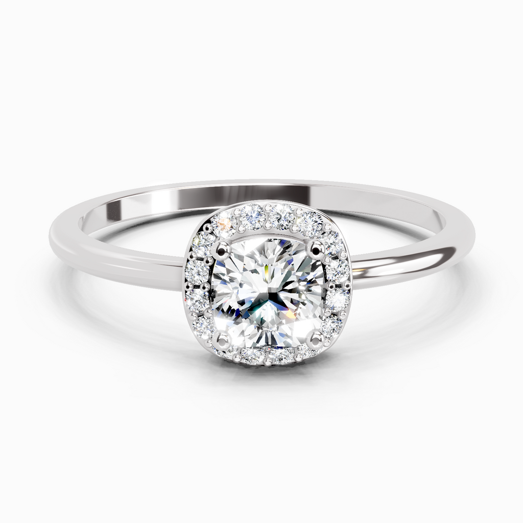 0.66 Carat Cushion Shape Halo Engagement Diamond Ring