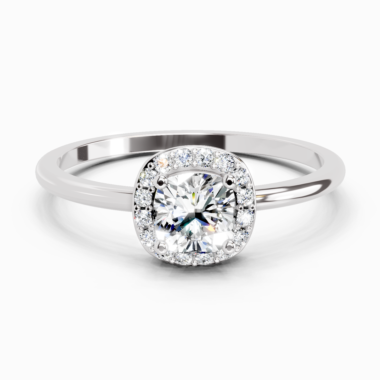 0.66 Carat Cushion Shape Halo Engagement Diamond Ring