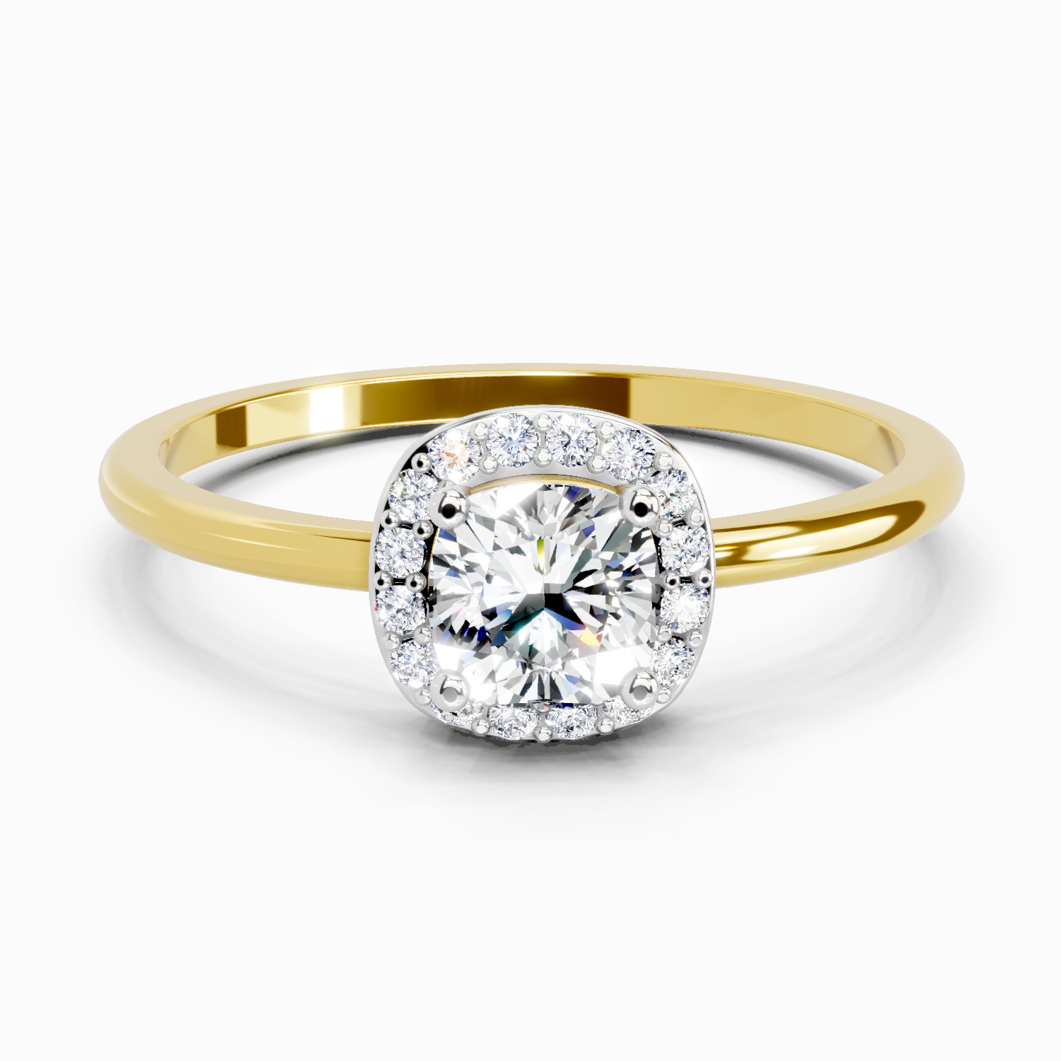 0.66 Carat Cushion Shape Halo Engagement Diamond Ring