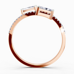 0.82 Carat Emerald Shape Diamond Toi et Moi Ring
