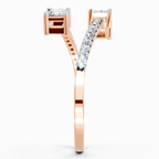 0.82 Carat Emerald Shape Diamond Toi et Moi Ring