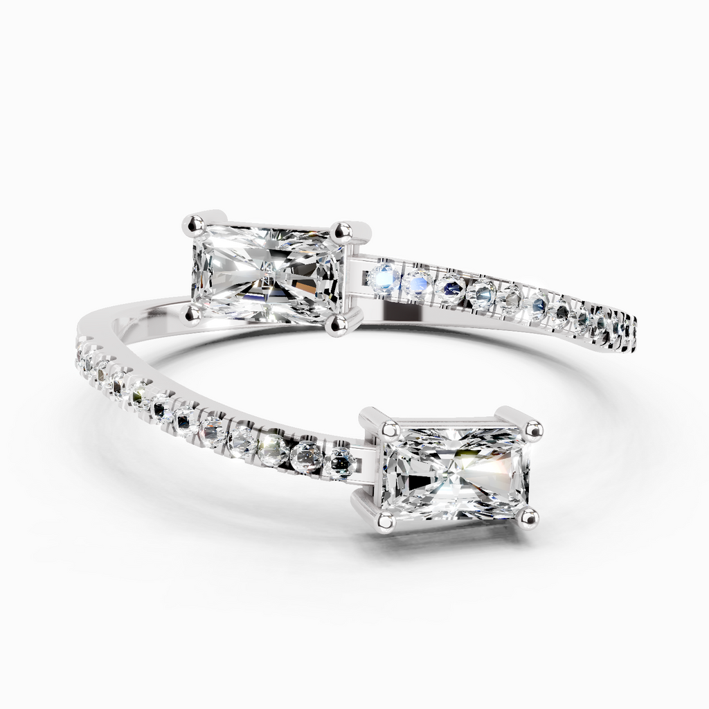 0.82 Carat Emerald Shape Diamond Toi et Moi Ring
