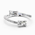 0.82 Carat Emerald Shape Diamond Toi et Moi Ring