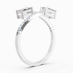 0.82 Carat Emerald Shape Diamond Toi et Moi Ring