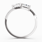 0.82 Carat Emerald Shape Diamond Toi et Moi Ring