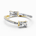 0.82 Carat Emerald Shape Diamond Toi et Moi Ring