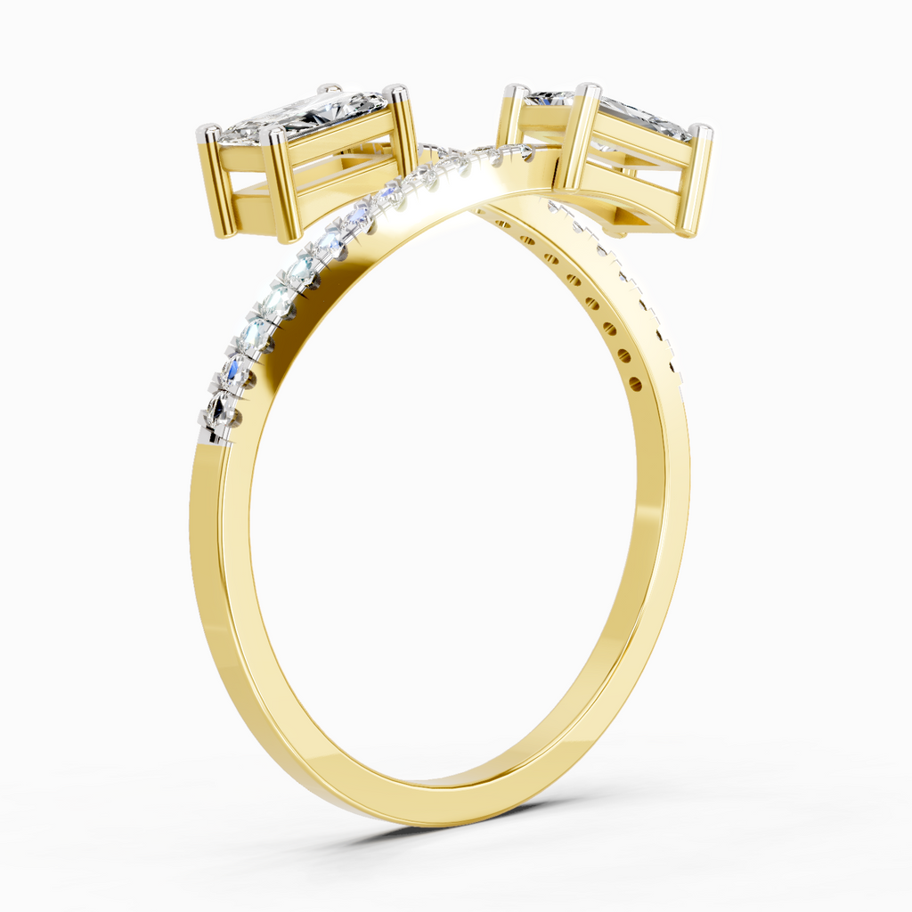 0.82 Carat Emerald Shape Diamond Toi et Moi Ring