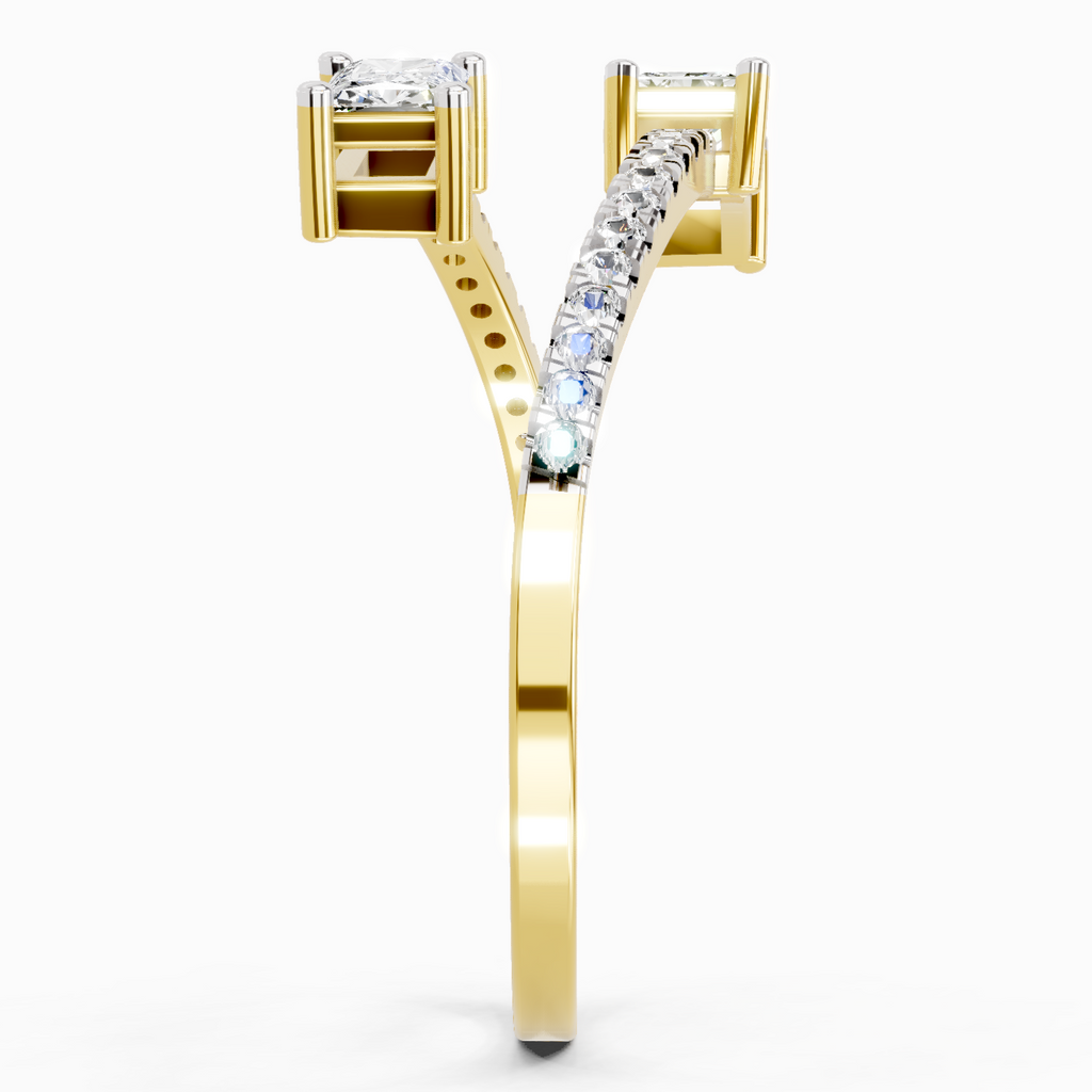 0.82 Carat Emerald Shape Diamond Toi et Moi Ring