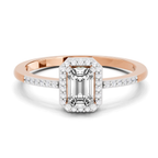 0.7 Ct Emerald Cut Halo Ring