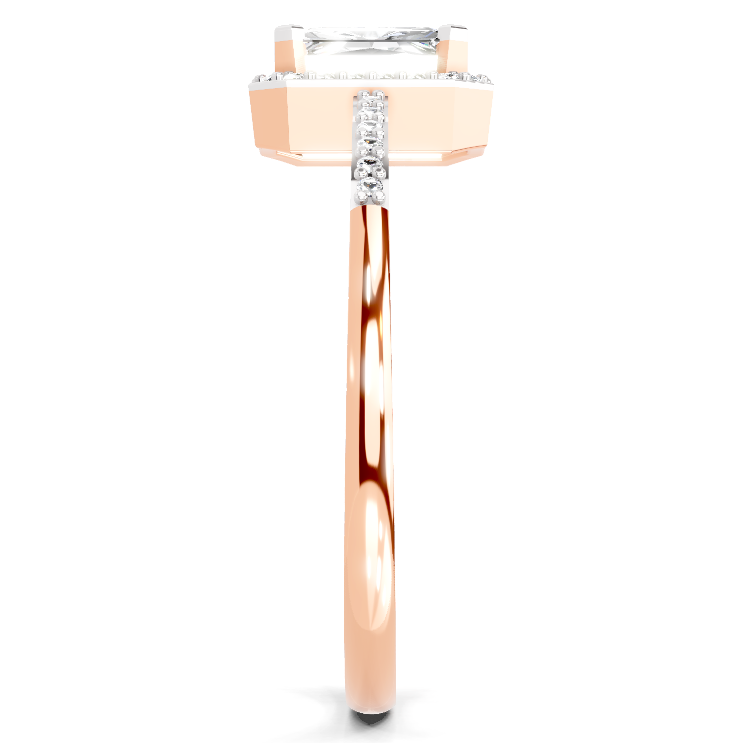 0.7 Ct Emerald Cut Halo Ring