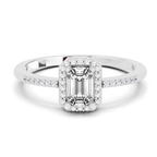 0.7 Ct Emerald Cut Halo Ring