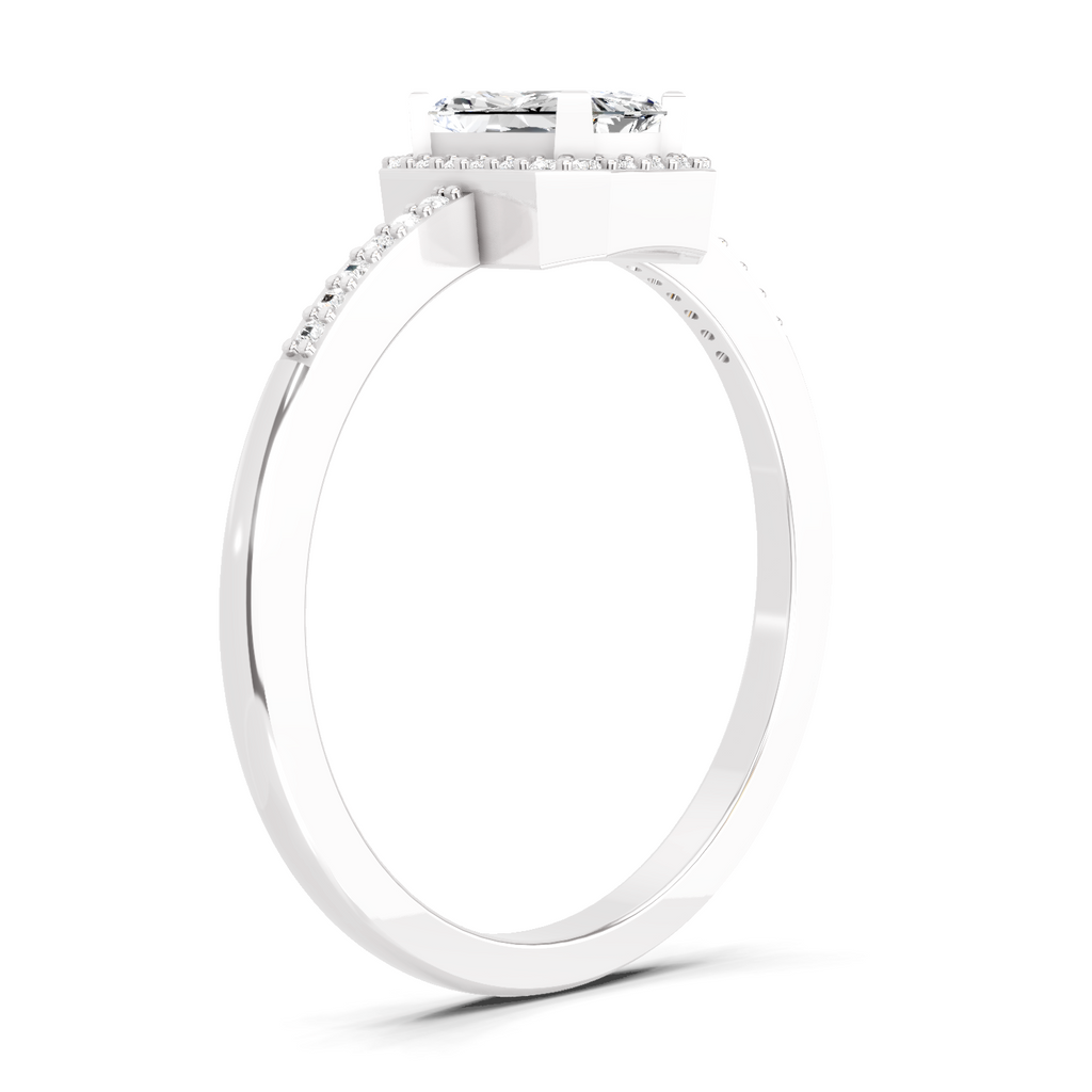 0.7 Ct Emerald Cut Halo Ring