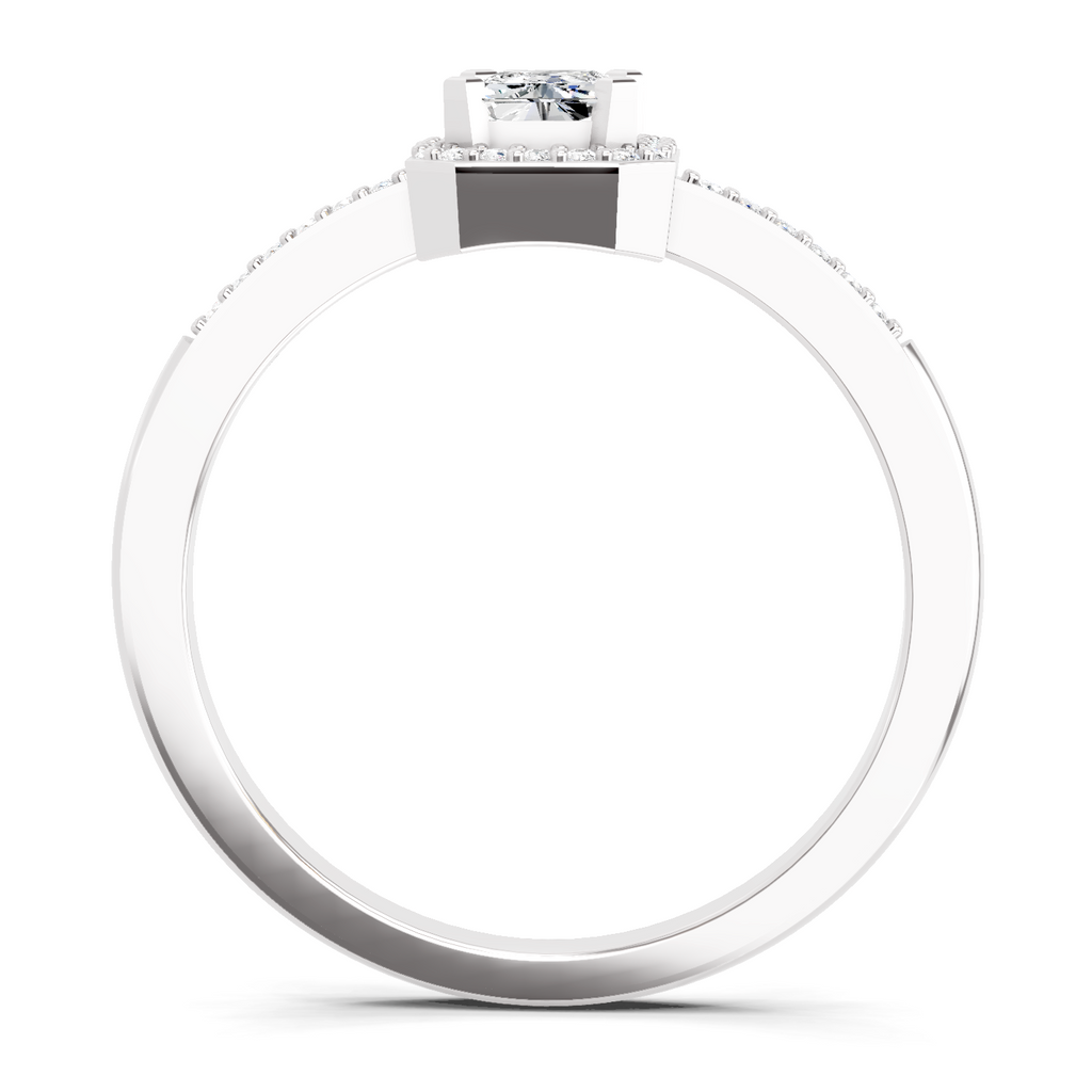 0.7 Ct Emerald Cut Halo Ring