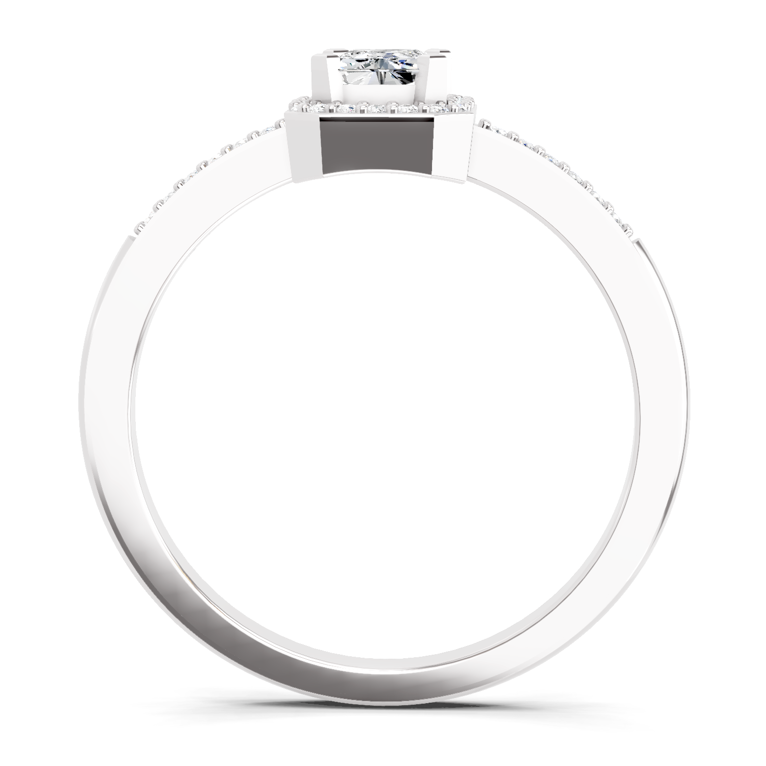 0.7 Ct Emerald Cut Halo Ring