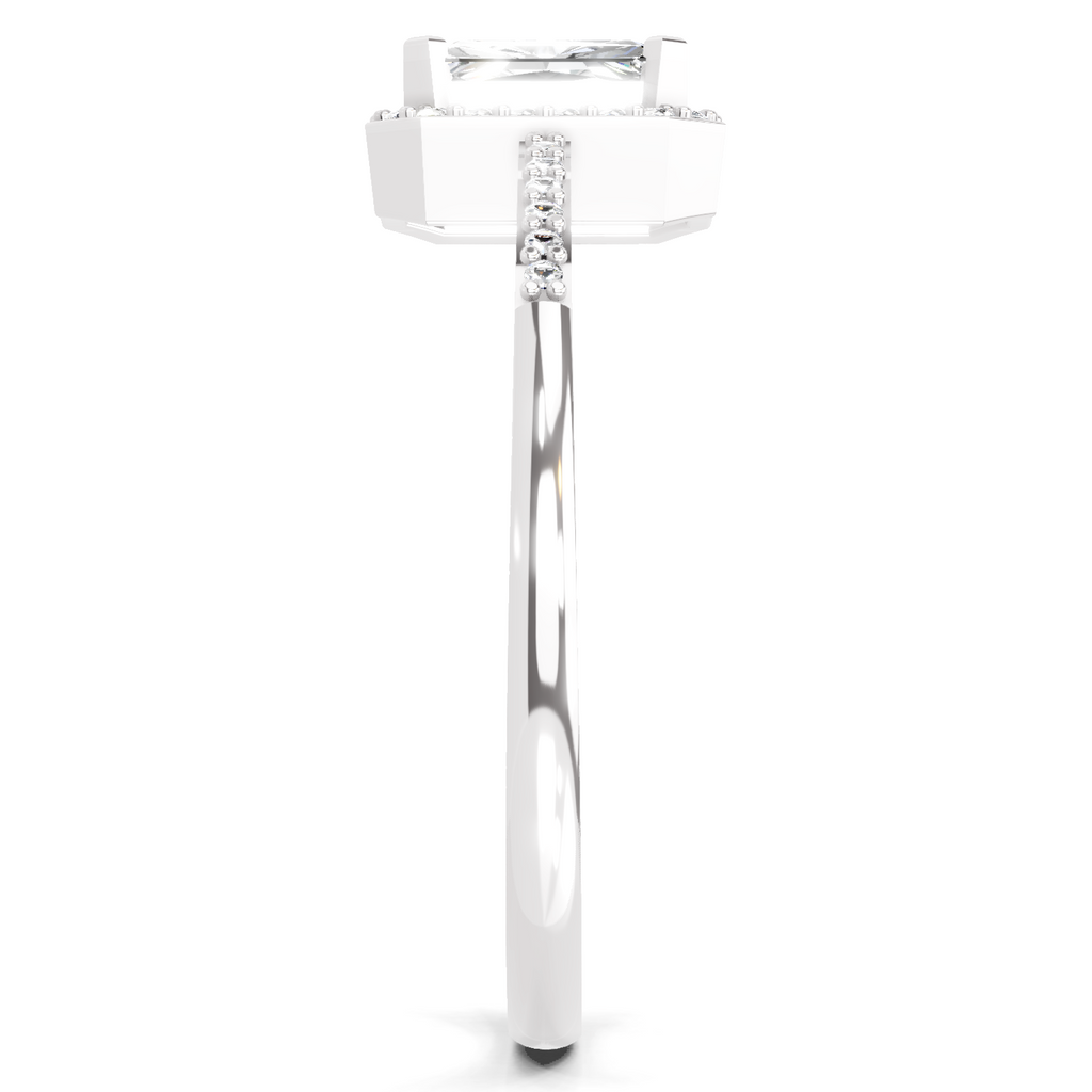 0.7 Ct Emerald Cut Halo Ring