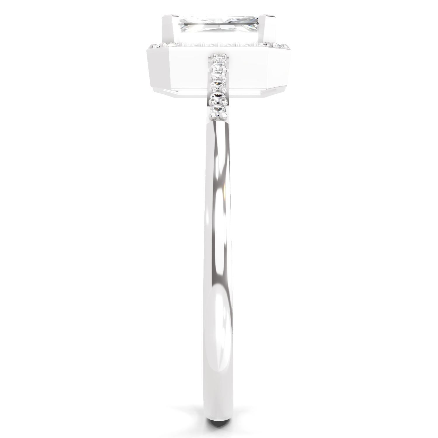 0.7 Ct Emerald Cut Halo Ring