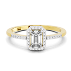 0.7 Ct Emerald Cut Halo Ring