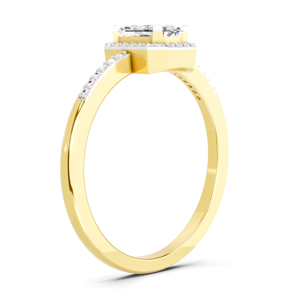 0.7 Ct Emerald Cut Halo Ring