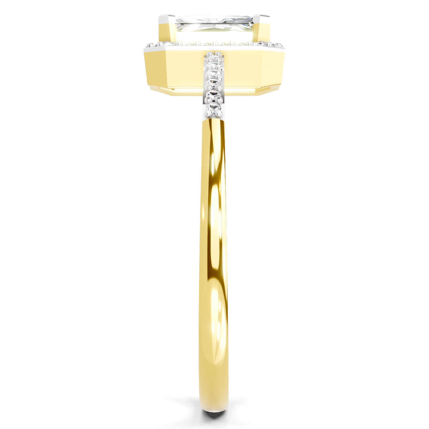 0.7 Ct Emerald Cut Halo Ring