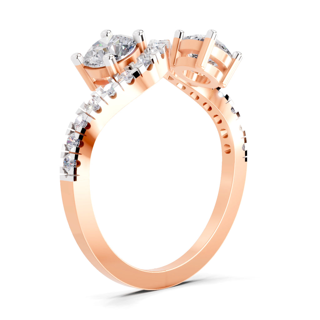 0.67 Carat Swirl Two Stone Diamond Engagement Ring
