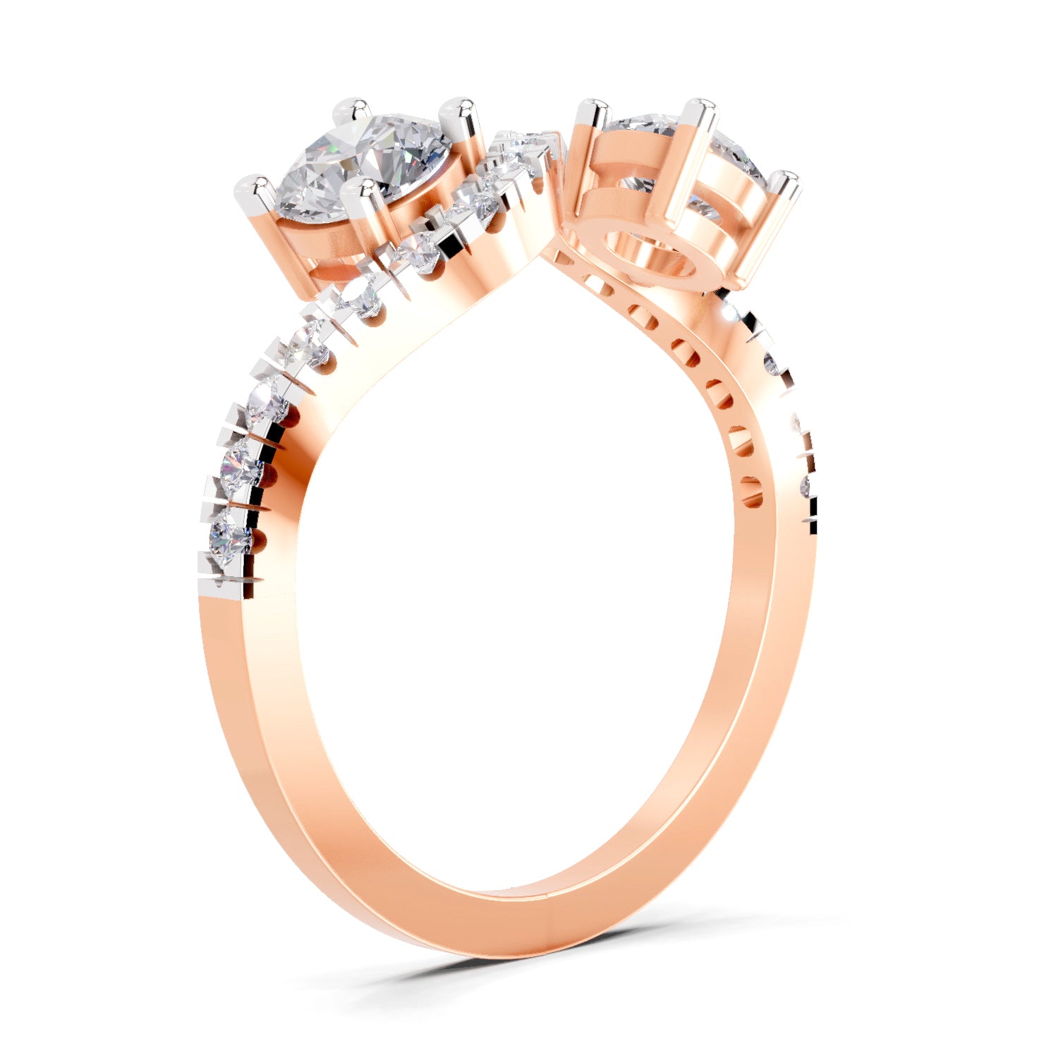 0.67 Carat Swirl Two Stone Diamond Engagement Ring