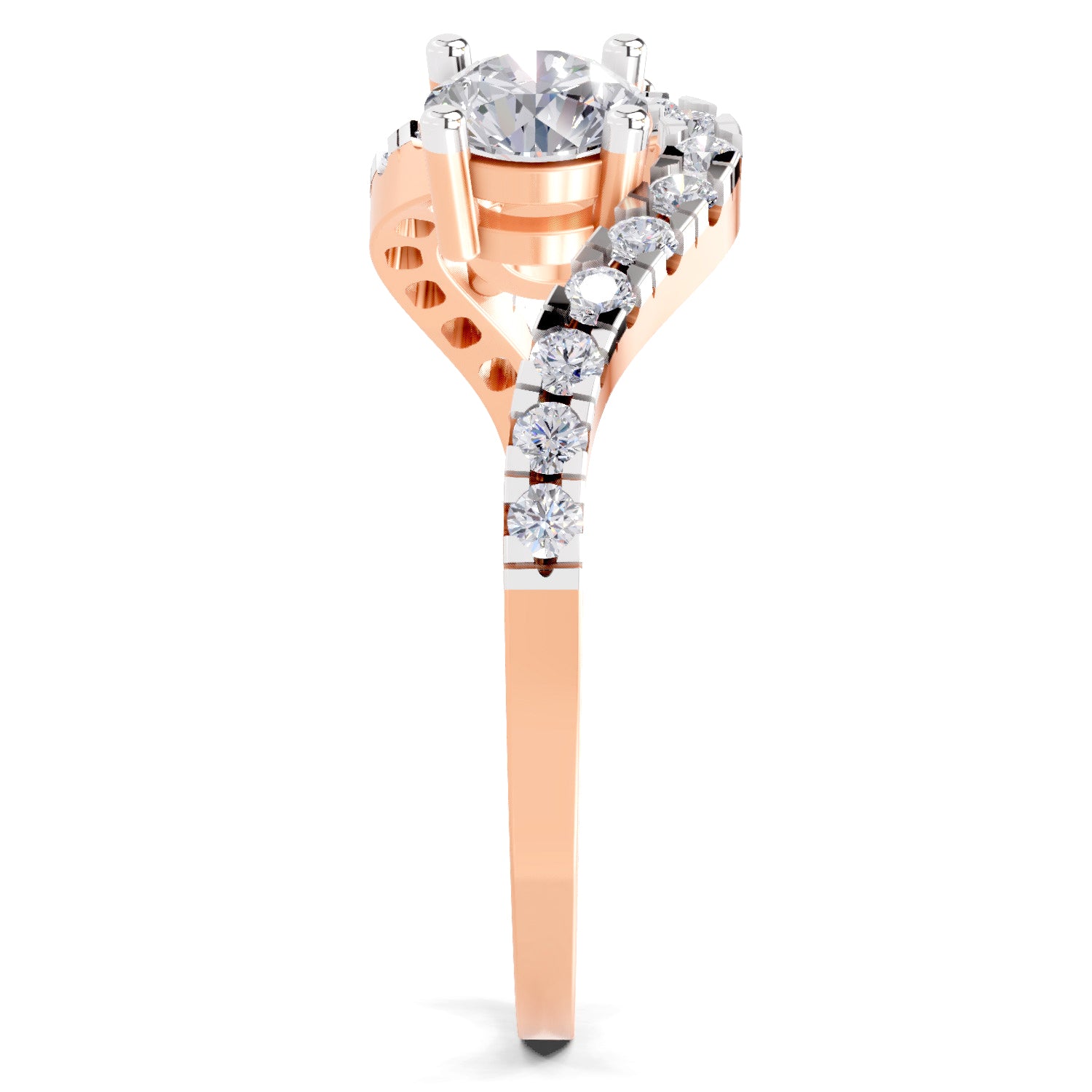 0.67 Carat Swirl Two Stone Diamond Engagement Ring