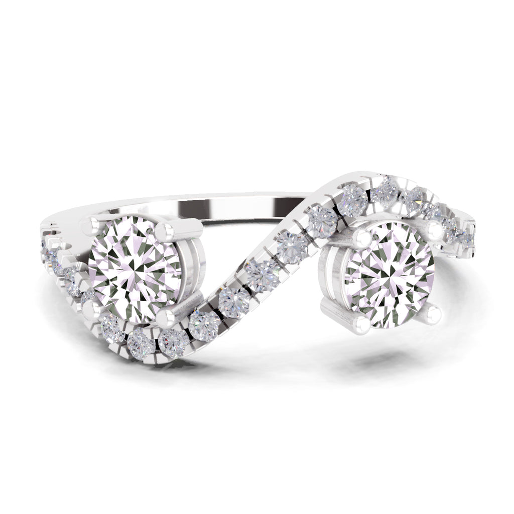 0.67 Carat Swirl Two Stone Diamond Engagement Ring