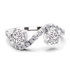 0.67 Carat Swirl Two Stone Diamond Engagement Ring