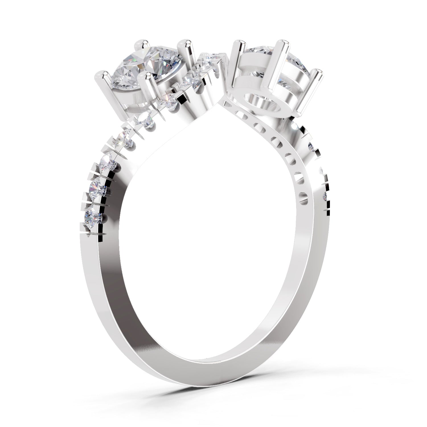 0.67 Carat Swirl Two Stone Diamond Engagement Ring