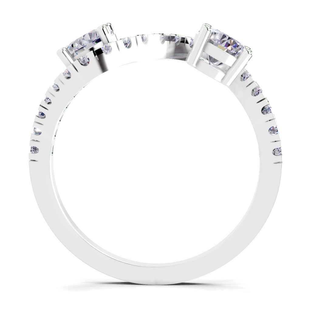 0.67 Carat Swirl Two Stone Diamond Engagement Ring