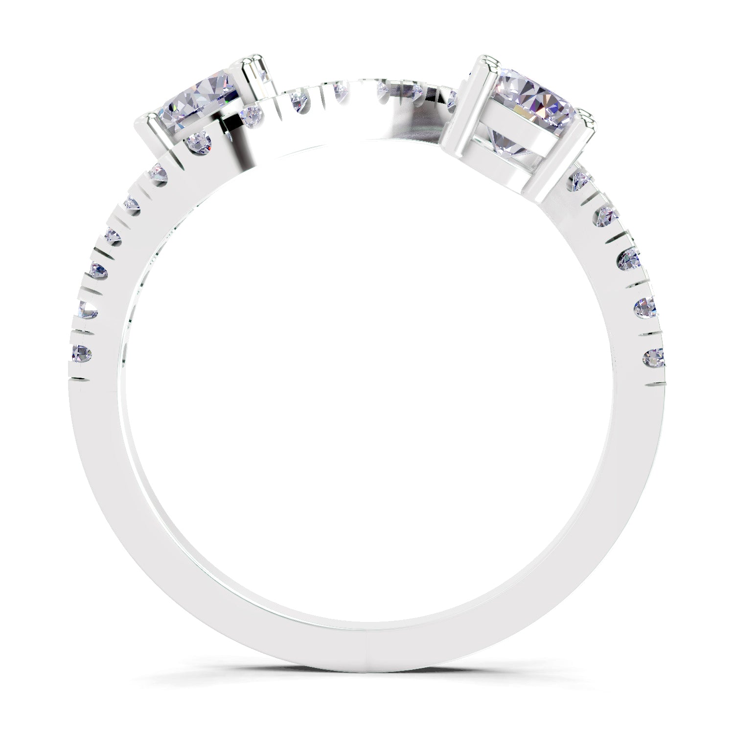 0.67 Carat Swirl Two Stone Diamond Engagement Ring