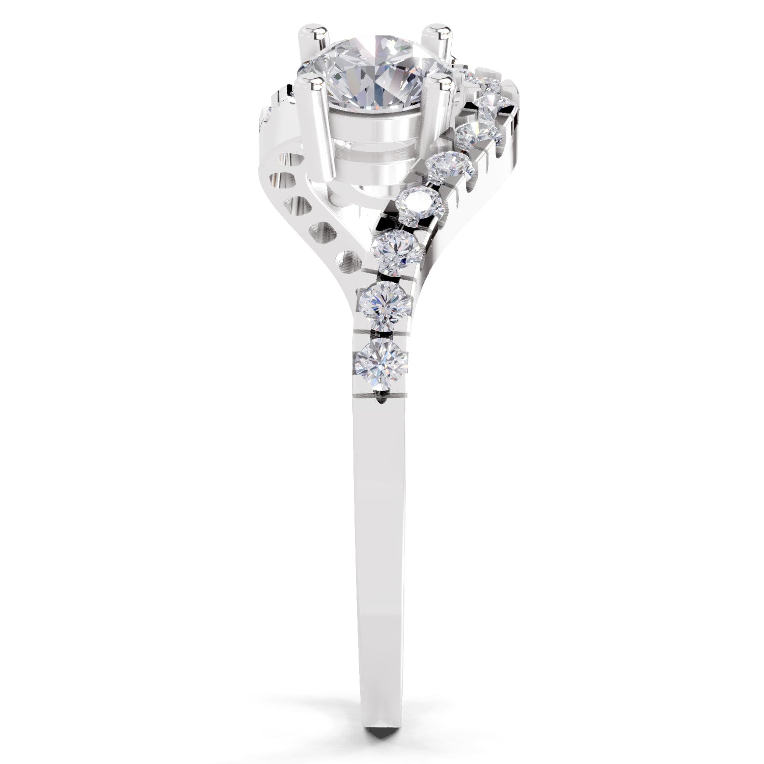 0.67 Carat Swirl Two Stone Diamond Engagement Ring