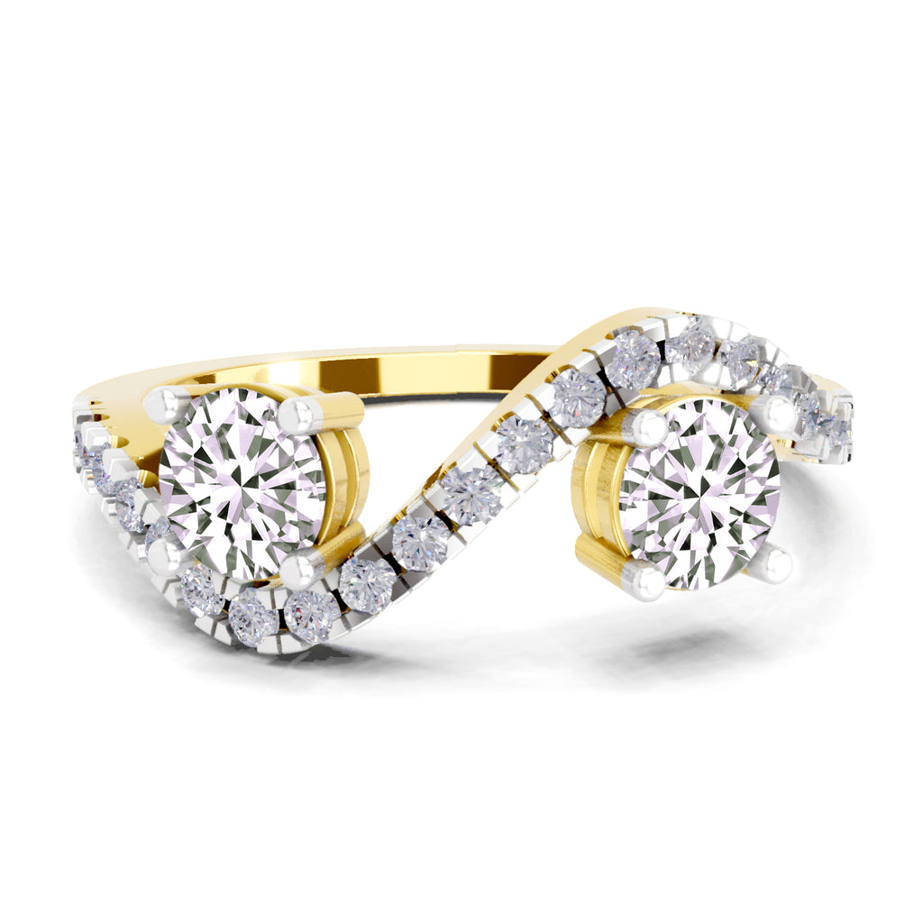 0.67 Carat Swirl Two Stone Diamond Engagement Ring