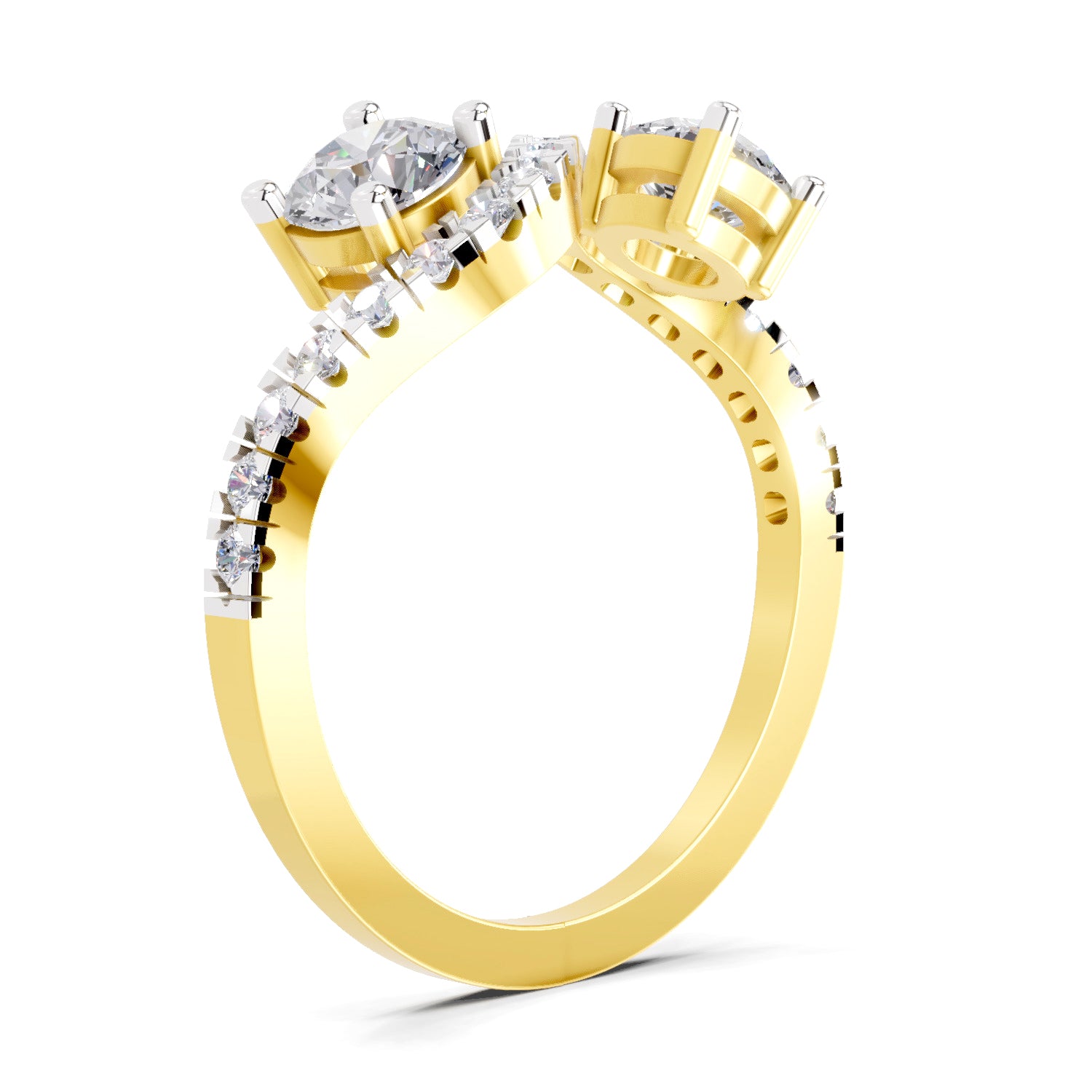 0.67 Carat Swirl Two Stone Diamond Engagement Ring