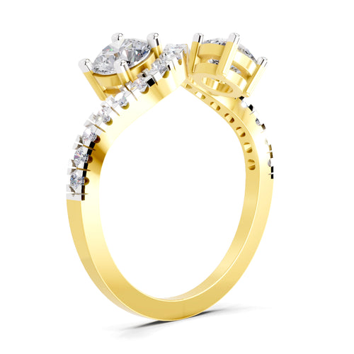 0.67 Carat Swirl Two Stone Diamond Engagement Ring