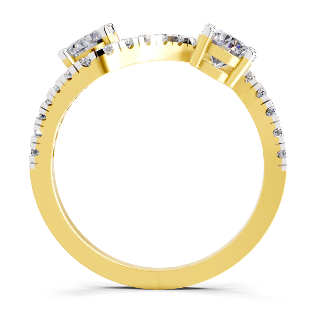 0.67 Carat Swirl Two Stone Diamond Engagement Ring