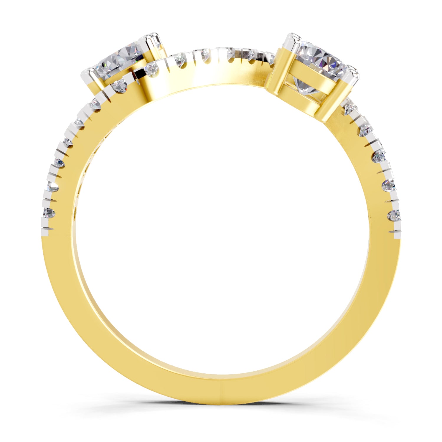 0.67 Carat Swirl Two Stone Diamond Engagement Ring