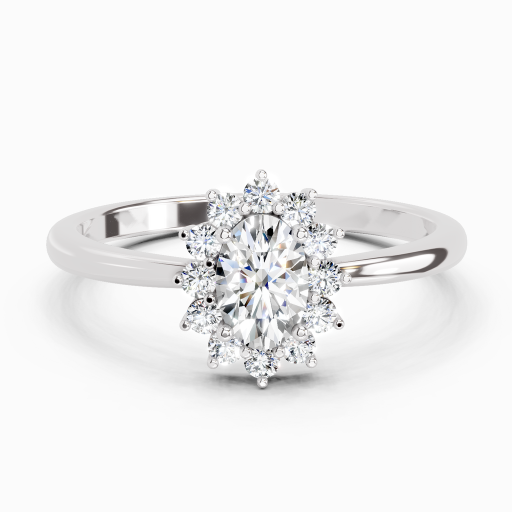 0.77 Carat Oval Shape Halo Diamond Engagement Ring