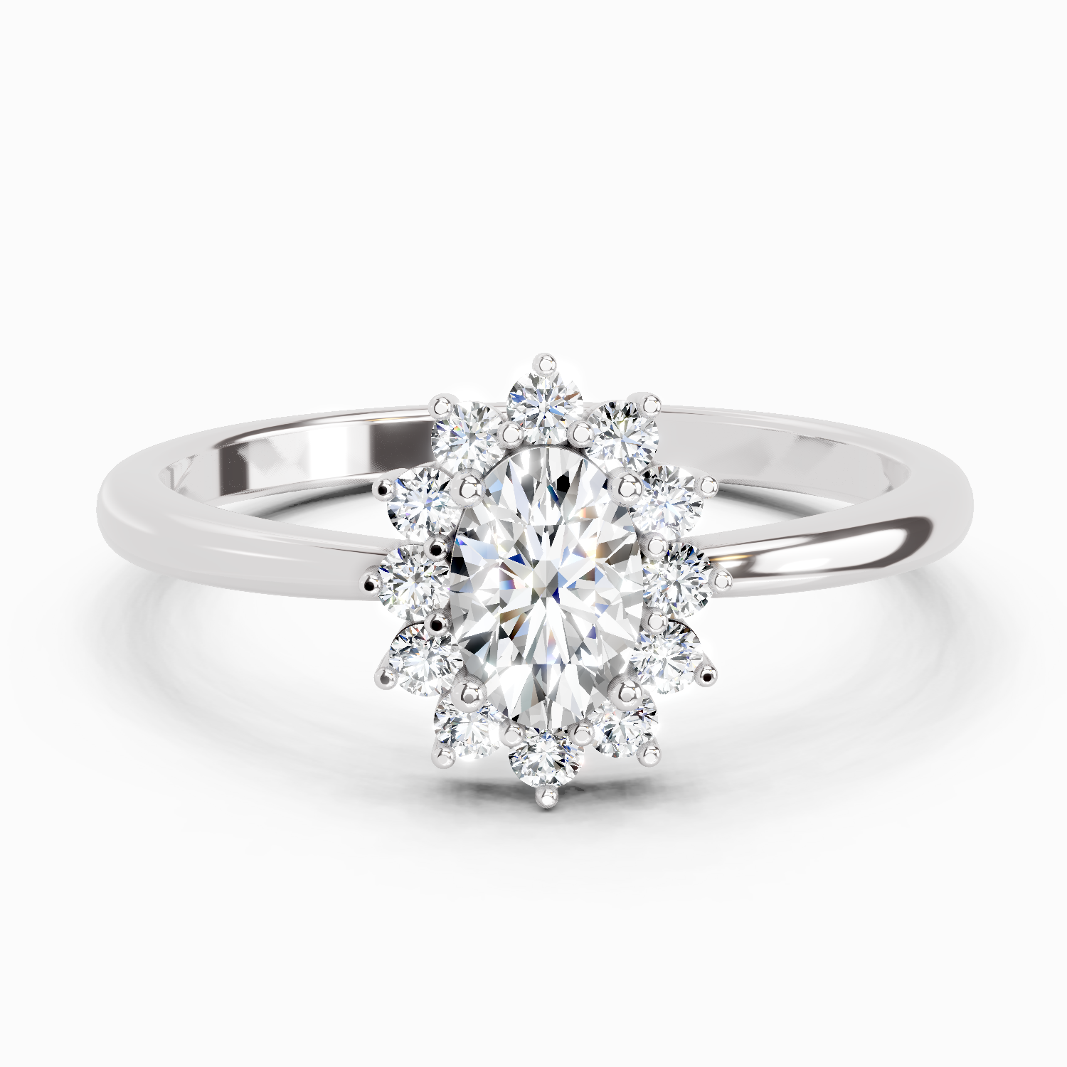 0.77 Carat Oval Shape Halo Diamond Engagement Ring